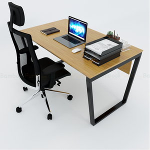 BFTB006-140x80cm Trapezoidal Bamboo Laptop <b>Desk</b> with Assembled Metal Legs <b>Folding</b> Feature and Drawer for School Use - Product Image 2