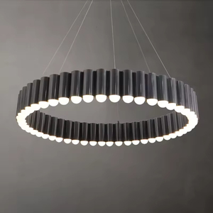 Lampe à LED ronde à intensité variable nordique moderne Lampes suspendues en acier en laiton pour lustre d'hôtel de salon contemporain - Product Image 6
