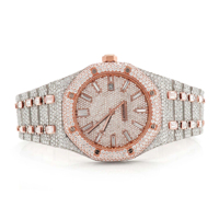 Montre de luxe unisexe Frost Legacy Iced Moissanite ETA Quartz Analogique en acier inoxydable, boîtier octogonal personnalisé, verre traité 20 mm