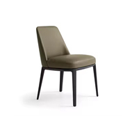 Chaise de salle à manger design moderne Vivienne avec revêtement en cuir synthétique et pieds en bois, mobilier pour la maison