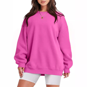 Custom Design Winter Casual Women's 100% Polyester Fleece Sweatshirt Solid Color Oversized Crop Top Quick Dry Breathable Custom - Product Image 1