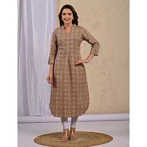 Peach Printed Straight <b>Kurti</b> Reyon Fabric Indian and Pakistani Style Wedding Party and Ethnic Wear Low Price-<b>Chikankari</b> - Product Image 3