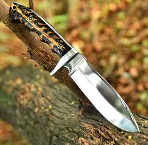 Vente chaude Couteau de chasse à lame fixe fait main personnalisé Haute qualité Survie en plein air Camping Lame en acier à haute teneur en carbone avec étui - Product Image 1