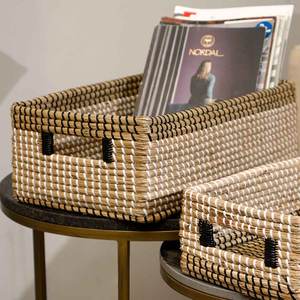 Panier de rangement multi-tons en jonc de mer tissé à la main écologique avec poignée, parfait pour organiser et ajouter du style - Product Image 4