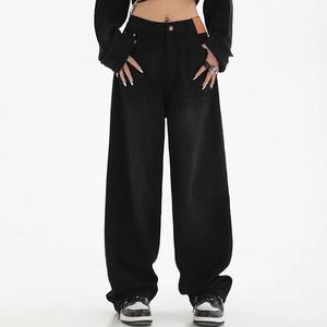 กางเกงผ้าฝ้าย100% ของผู้หญิงมีสไตล์ใหม่ผ้าเดนิมเนื้อเรียบลำลองคุณภาพสูงขนาดใหญ่พิเศษแต่งระบายด้วยโบว์ลูกไม้ - Product Image 5