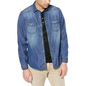 Camisa vaquera para hombre con logotipo personalizado al por mayor 100% algodón transpirable e informal para uso en exteriores - Product Image 4