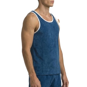 Camiseta sin mangas de algodón de rizo de color liso, diseño personalizado OEM, de secado rápido, tejido para culturismo, ideal para verano. - Product Image 5