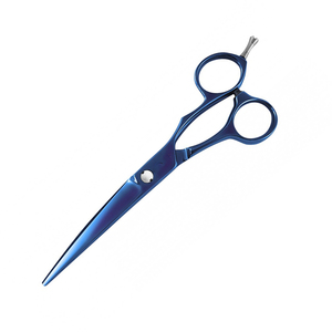 Ciseaux de coupe de cheveux couleur bleue ciseaux de coupe de cheveux lame incurvée tranchante ciseaux de coiffure en acier inoxydable - Product Image 4