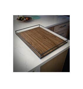 Design attrayant plateau de service alimentaire du ramadan qualité exclusive plateau en bois de grande taille avec poignée en acier inoxydable à bon prix - Product Image 3