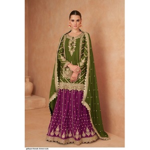 Maruti Fashion's Modern Cut Ensembles de vêtements de mariage et de soirée Véritable Chinon Top Dupatta avec jupe Nouveau design de vêtements indien pakistanais - Product Image 1