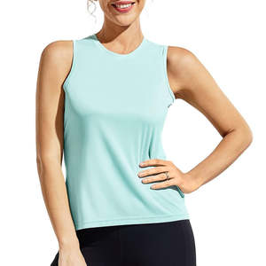 Camiseta sin mangas sostenible para mujer con logo personalizado, transpirable, de marca privada, para entrenamiento, fitness y running. - Product Image 1