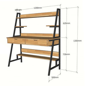 SFBK010-Industrial Design Wood and Iron Frame High Quality <b>Workstation</b> with Storage Compartment - Product Image 4