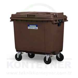 Conteneur à déchets en plastique HDPE marron de luxe 660L, fabrication turque, structure autoportante de haute qualité, meilleur produit, vente chaude - Product Image 3