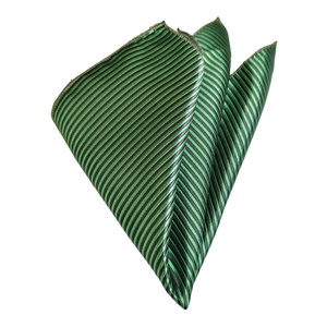 Pañuelo de bolsillo elegante tejido satinado a rayas verde y negro - Product Image 2