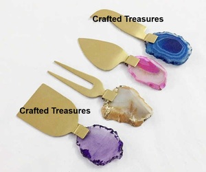 Ensemble en acier inoxydable pour fromage en métal de qualité alimentaire ensemble de couteaux à fromage en plaqué or et argent - Product Image 4