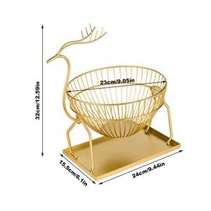 Tazón de fruta en forma de Reno para decoración navideña, bandeja inferior de vajilla, utensilios de cocina metálicos de alta calidad para el hogar y los hoteles - Product Image 3