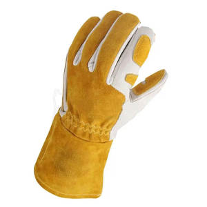 Guantes de Trabajo de Cuero Transpirables de Color Blanco Dorado con Agarre Flexible, Cuero Vacuno Resistente para las Cuatro Estaciones, Reutilizables para Jardinería - Product Image 2
