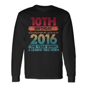 T-Shirt Vintage 2016 per Compleanno 10 Anni, Manica Lunga, Edizione Limitata per Uso Promozionale - Product Image 1