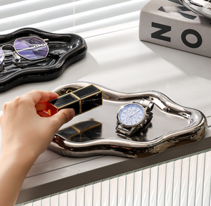 Bandeja <span class=keywords><strong>de</strong></span> Cerámica con Forma <span class=keywords><strong>de</strong></span> Nube, Plato Decorativo, Organizador <span class=keywords><strong>de</strong></span> Escritorio para Joyas y Llaves, Decoración del Hogar, Adorno <span class=keywords><strong>de</strong></span> Cerámica Esmaltada - Product Image 4