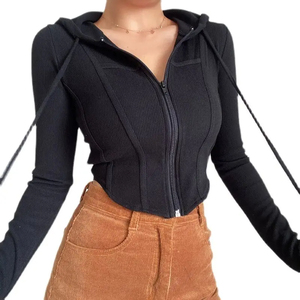 Sweat à capuche polaire pour femme, imprimé sur mesure avec logo frontal, élégant, grandes tailles, avec cordons de serrage, style Trackstar, OEM, marque privée - Product Image 4