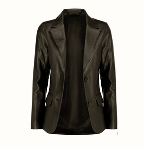 100% cuero genuino Casual Slim Fit Blazer mujer chaqueta de negocios de invierno de un solo pecho forro transpirable bolsillos de alta calidad - Product Image 2