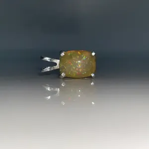 925 argent Sterling naturel jaune opale éthiopienne pendentif Vintage mode émeraude coupe arc-en-ciel feu pierre précieuse Unique pour les enfants - Product Image 2