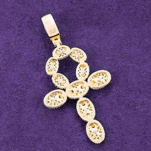 Pendentif Croix Ankh en Argent Sterling 925 pour Homme, Style Hip Hop, Serti de Moissanite de Couleur GRA D, Passe le Testeur de Diamant - Product Image 2