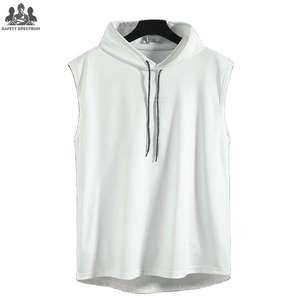 <b>Men's</b> Winter Gym <b>Sleeveless</b> Hoodie | 100% Cotton Solid Digital | Lightweight Breathable Workout Clothing | OEM Manufacturer - Product Image 3