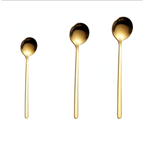 Latón té café Mezcla postre cuchara regalo mango largo latón Acero inoxidable plata cubiertos para la venta - Product Image 2