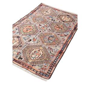 Alfombra Kiaan de Lana y Seda Anudada a Mano Pae-5267 con Estampado Animal Rojo y Naranja para Decoración de Sala de Estar, Tamaño 9x12 - Product Image 2