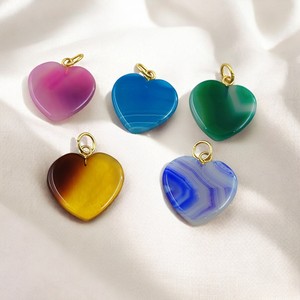 Colgante de ágata rosa, Plata de Ley 925, 20mm, forma de corazón, abalorios de ágata chapados en oro, joyería hecha a mano, colgante de ágata - Product Image 3