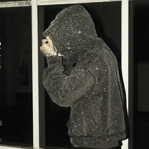 Sweat à capuche unisexe en molleton de coton de haute qualité avec strass, motif uni, impression numérique, tissage non tissé, séchage rapide - Product Image 2