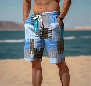 Short de plage hawaïen d'été Holiday Casual Colorful Plaid Print Sportswear Quick Drying Trunks Ice Shorts Hawaii Swimsuit - Product Image 4