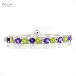 Hecho a mano 100% auténtico ajustable 925 pulsera de plata esterlina fabricante de joyería de moda-con peridoto verde amatista - Product Image 1