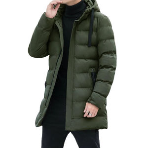Parka d'automne pour homme, longue, imperméable, en laine peignée, col montant, capuche, tendance, épaisse, chaude, respirante, rembourrage avant - Product Image 1