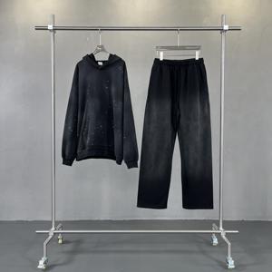 ชุดวอร์ม2ชิ้นกางเกงมีฮู้ดสำหรับเด็ก450GSM มีฮู้ดผ้าเฟรนช์เทอร์รี่สีชมพูล้วนโลโก้ตามสั่งแนววินเทจ - Product Image 4