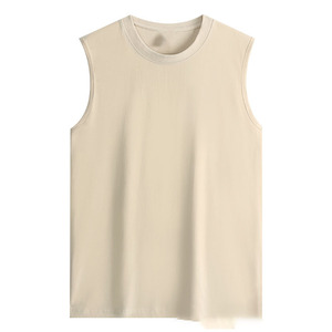 เสื้อกั๊กผ้าฝ้ายแท้สำหรับผู้ชายเสื้อยืดคอกลมสีทึบพิมพ์ลายปักโลโก้ออกแบบได้ตามต้องการ - Product Image 3