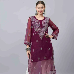 Dernière mode pour femmes Chikankari broderie haut de travail et pantalon et Dupatta costume dernière vente en gros haut pantalon ensemble pour les femmes - Product Image 1