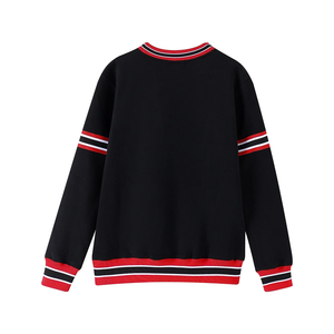 เสื้อสเวตเชิ้ตคอกลมกำมะหยี่สีดำระบายอากาศได้3D ปักลายตัวอักษร1913แถบสีแดงลายขวางสำหรับฤดูหนาวป้องกันการหดตัว - Product Image 2