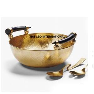 Base en résine noire brillant poli fleur feuille forme conception bol décoratif en aluminium métal frais arrivée bol - Product Image 2