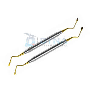 Juego de instrumentos quirúrgicos dentales manuales de alta calidad de Lucas de 2 puntas doradas Curetas aprobadas por la CE - Product Image 5