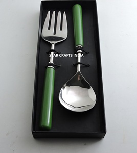 Hot Selling 2 Pcs Stainless Steel <b>Salad</b> <b>Server</b> with White Resin Handle or Service Spoon Sets for Wedding Party - Product Image 3