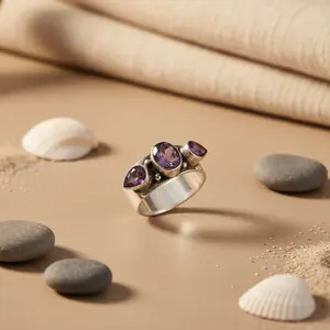 Bague en argent 925 plaqué or rose pour femmes, incrustation tendance avec pierres précieuses naturelles, plaqué 18 carats, bijoux cadeau - Product Image 3