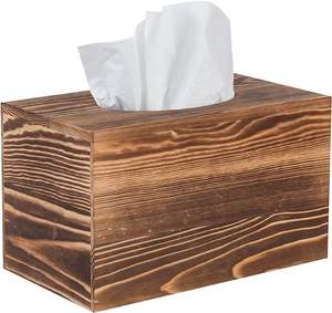 Caja de pañuelos de madera Cubierta de soporte Dispensador de pañuelos faciales de baño rectangular con fácil - Product Image 1