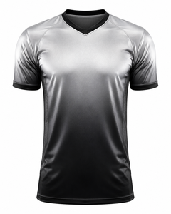 Maillot de football personnalisé métallisé, dégradé argent-noir, finition brillante, respirant, uniforme d'équipe, vente en gros OEM - Product Image 1