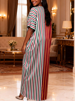 Robes Bubu longues et amples à rayures africaines et blocs de couleur, style décontracté, pour la vente en gros (ADR060204)