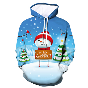Sweats à capuche de Noël Hommes Femmes Drôle 3D Imprimé Haute Qualité Fait sur Mesure 100% Coton Tricoté Doublé avec Poches - Product Image 3