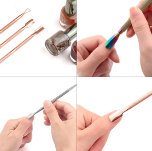 Lima de uñas de acero inoxidable de doble cara, empujador de cutículas curvo, recortador de piel muerta, herramienta de cuidado de manicura y pedicura para el cuidado de los dedos - Product Image 2