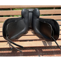 Selle de dressage en cuir anglais de qualité supérieure pour chevaux Selle de cheval à gueule en cuir véritable Taille 15 pouces