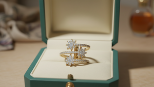 14K Gold & Natural Diamonds Round Brilliant Cut Women's Floral Cluster <b>Wrap</b> Ring | 0.77Ctw - Product Image 5